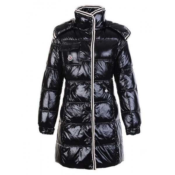 Moncler Nero Mock Collar semplici lunga Cappotti uscita